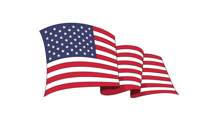 Fototapeta premium United States national flag waving in the wind with classic stars and stripes design isolated on a clean white background.