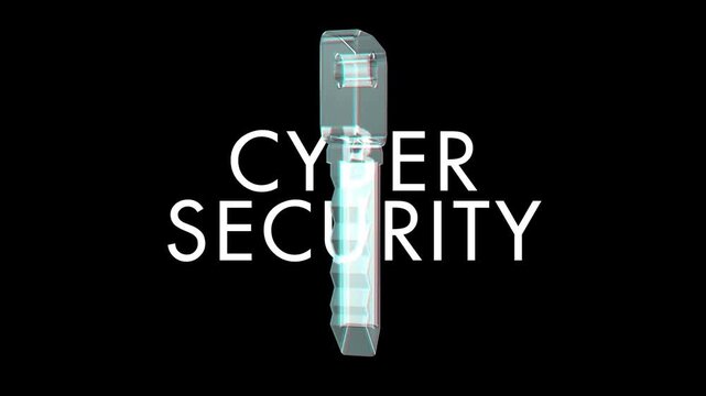 Cyber security key symbol 3d glass abstract concept looped and seamless animation