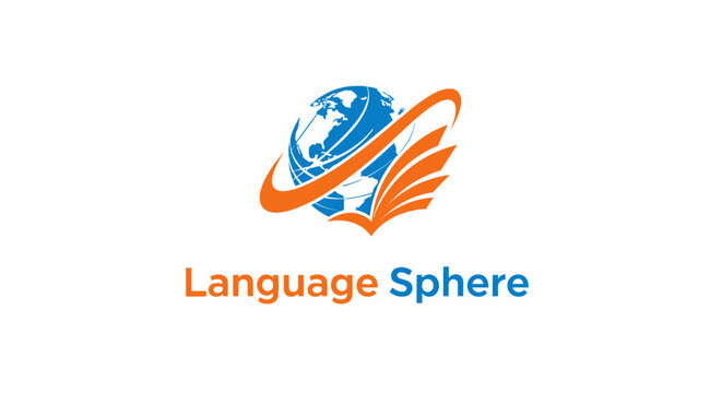 Globe with orange swirling lines logo.