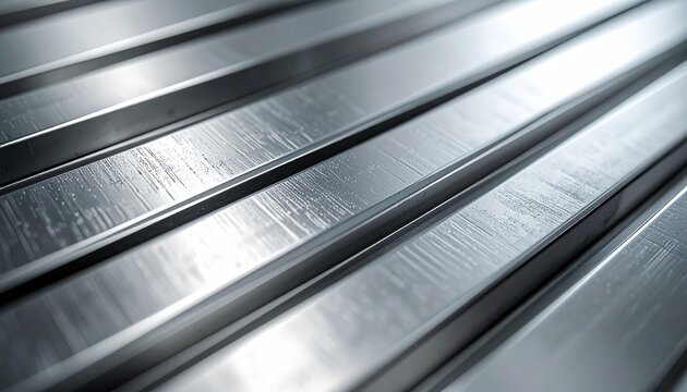 Close-up view of multiple parallel metal bars with reflective surface