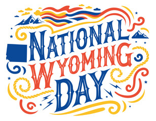 Fototapeta premium National Wyoming Day Vector Illustration, USA State Celebration Landmark Design