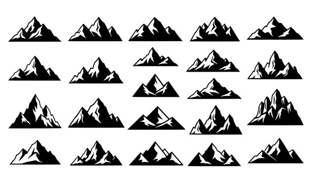 Black mountain silhouettes vector set hills peaks landscape collection