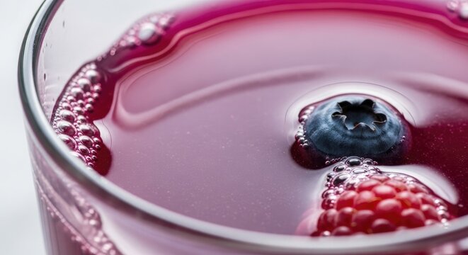 Refreshing Blueberry and Raspberry Infusion in Glass.