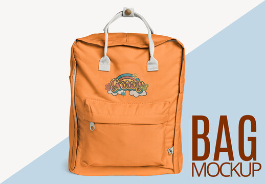 Retro Orange Backpack Mockup Design PSD