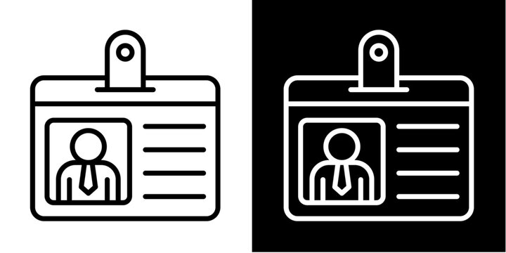 Id Card Icon Set White Style Collection