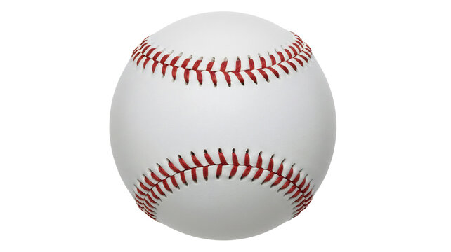 Baseball with red stitching isolated on transparent background
