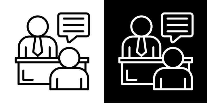 Job Interview Icon Set White Style Collection
