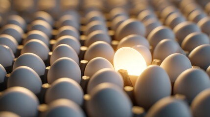 Obraz premium Illuminating Rebirth - Egg Opening into Glowing Grid System, Symbolizing Organization Revival with High Impact Lighting and Copy Space