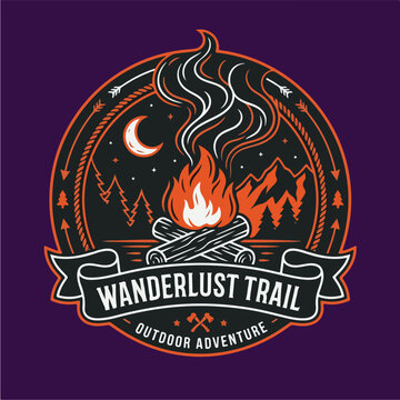 Wanderlust Trail Outdoor Adventure Logo.