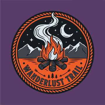 Wanderlust Trail Camp Fire Logo.