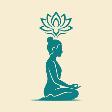 Woman Meditating in Lotus Position.