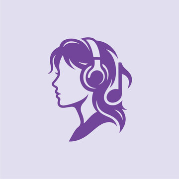 Woman Wearing Headphones Profile.