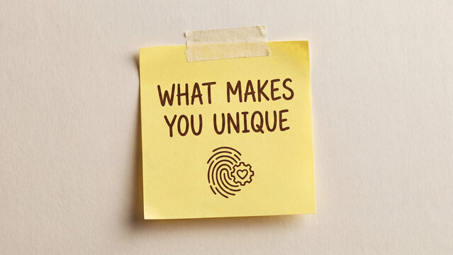 What makes you unique personal identity self discovery motivational concept for individual strengths fingerprint personality development branding and self awareness coaching