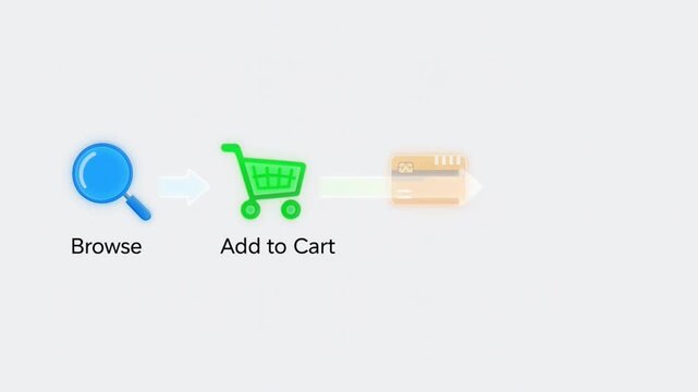 E commerce shopping process icons on white background checkout and delivery steps
