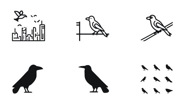 Iconic Birds Collection: A collection of illustrative images of birds, each depicted in a simple line or silhouette style. This collection offers versatility for various design and branding needs.