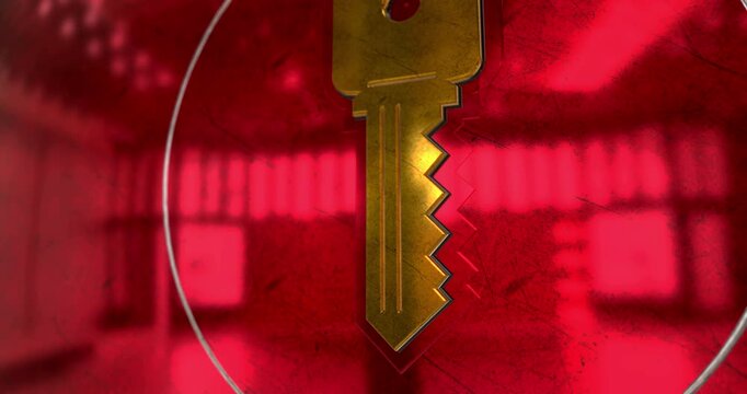 Cyber security key symbol 3d spectacular metal abstract concept animation