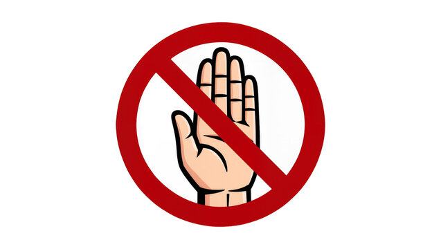 Red Prohibition Sign with Human Hand Gesture