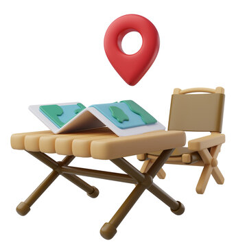 Travel Planning Setup with Map and Location Pin