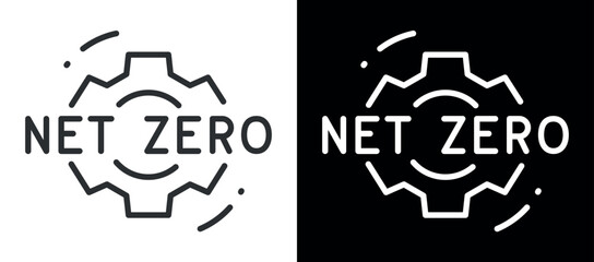 Naklejka premium Net zero icon with gear symbolizing sustainability and environmental goals