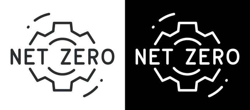 Net zero icon with gear symbolizing sustainability and environmental goals