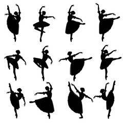 Ballet Dancers Silhouettes: Collection of Graceful Poses and Movements © Gisel