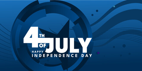 Happy Independence Day 4th of July banner with abstract blue background and star, vector illustration © KR Studio