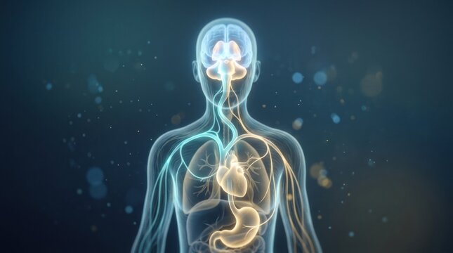 Visual Representation of the Vagus Nerve Regulation Illustrating Mental Health and Wellness Concepts in a Modern Lifestyle Context