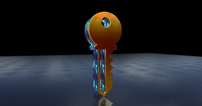 Cyber security key symbol 3d spectacular abstract concept animation