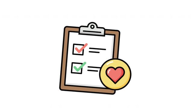 Animated Checklist with Heart Symbolizing Love and Approval.