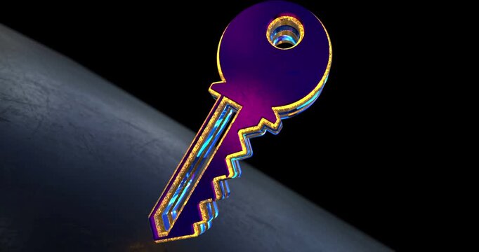 Cyber security key symbol 3d spectacular abstract concept animation