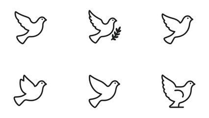 Fototapeta premium Symbols of Peace and Hope: A collection of graceful dove icons, each representing a timeless symbol of peace, serenity, and the aspiration for a better world.