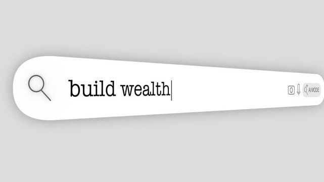 Search Bar Internet browser Animation with typing of the "build wealth" word usefull for 4K video footage