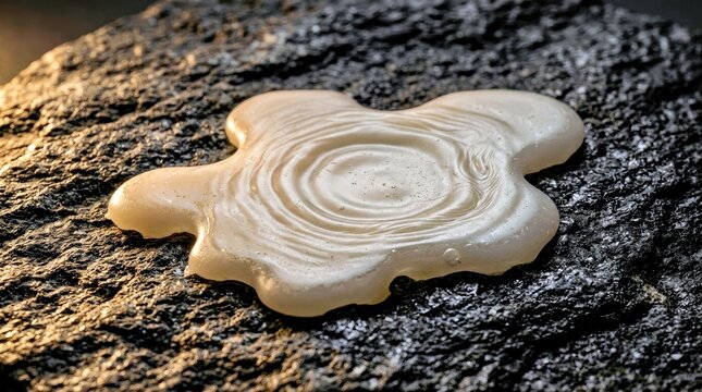 Golden Seal Impression on Dark Stone Texture &ndash; Branding and Marketing Concept Seal Liquid Gold Texture