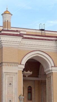 Alisher Navoi Opera Theatre facade in Tashkent with ornate arch