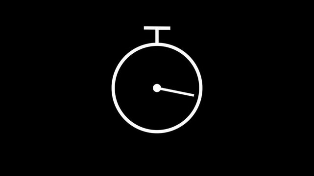 Clock spinning, watch animation on transparent background with alpha channel. Clock icon flat style 24 hours day .4k video