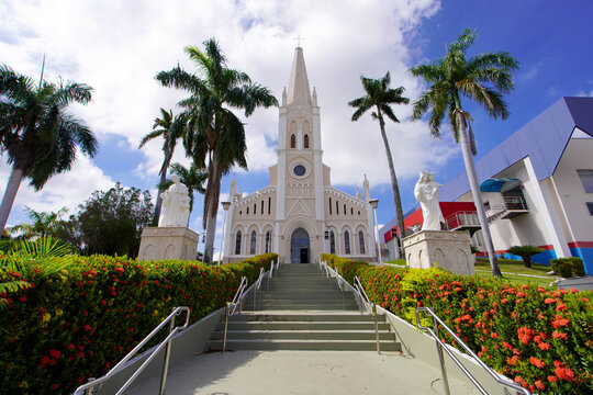 Facade of Nossa Senhora Auxiliadora church in Cuiaba, Mato Grosso, Brazil