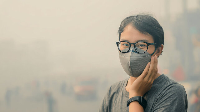 PM 2.5 or particulate matter 2.5 micron for air pollution effect to health and lifestyle concept.