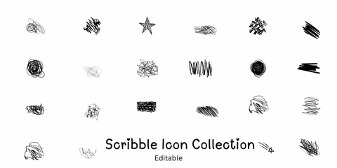 Fototapeta premium Mental Health and Brain Scribble Icon Collection – Minimalist Abstract Thought Sketches and Confusion Concept Line Art Set