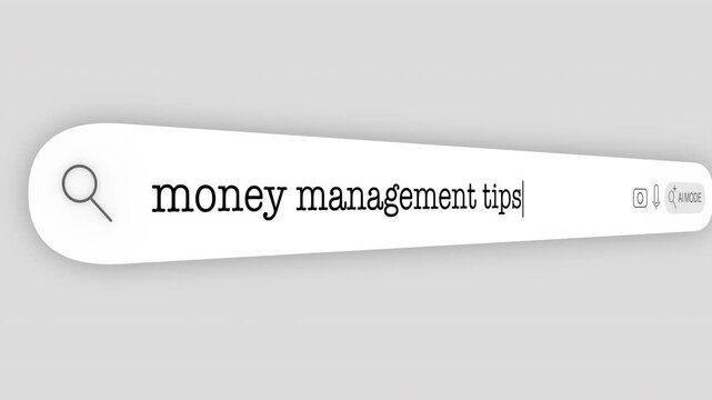 Search Bar Internet browser Animation with typing of the "money management tips" word usefull for 4K video footage