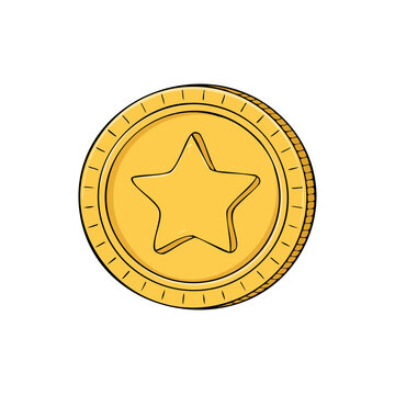 Golden Star Coin Award Symbol Illustration for Achievements and Recognition