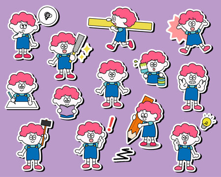 かわいい男の子のイラストセット（技術）（ベクター）