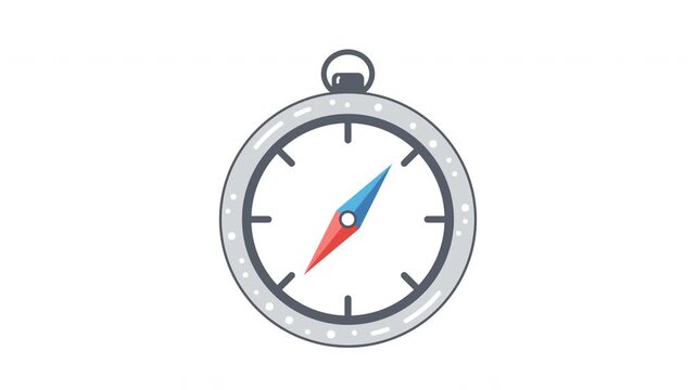 Animated Compass Rotating Directional Indicator on White Background Navigation Concept.