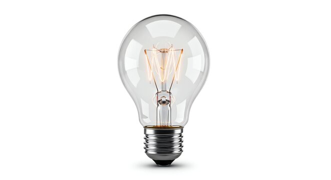 Energy-efficient incandescent light bulb with clear glass and visible filament for illumination.