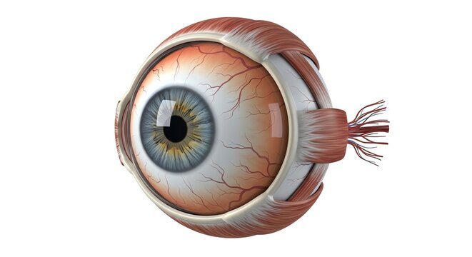 Detailed close-up of a human eye showing intricate iris patterns and eye anatomy.