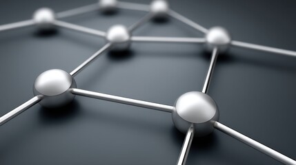 Fototapeta premium Abstract representation of interconnected spheres and lines, symbolizing complex networks and technological innovations in a modern digital environment