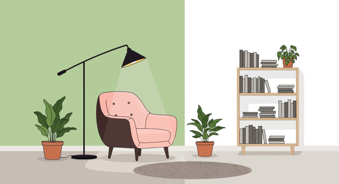 Illustration depicting a man performing a lat pulldown exercise on a machine shown from two angles