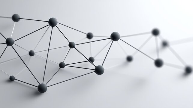 Abstract 3D Network Structure with Spheres and Lines on Soft Gray Background for Technology and Innovation Concepts