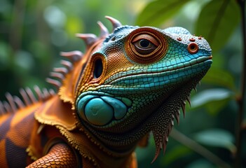 Fototapeta premium Multilayered Circular Scales Overlapping Reptile Armor in Mesmerizing Natural Composition