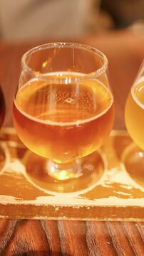 Japanese Craft Beer Flight Tasting Paddle in Kanazawa Brewery