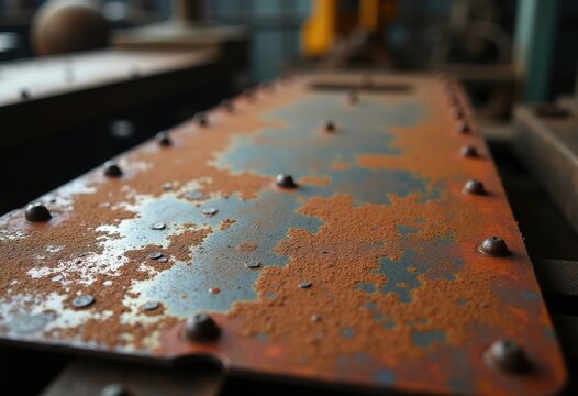 Rusted Metal Sheet with Stunning Oxidation Markings in Chaotic Industrial Beauty